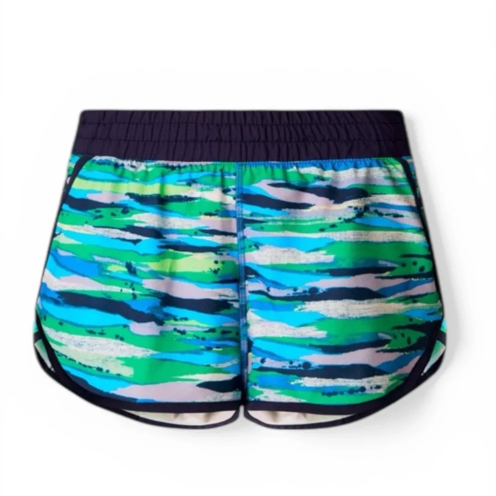 lululemon athletica Blue and Green Printed Athletic Shorts Sz/8